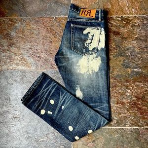 Mens Double RL Low Straight Jeans 30x34